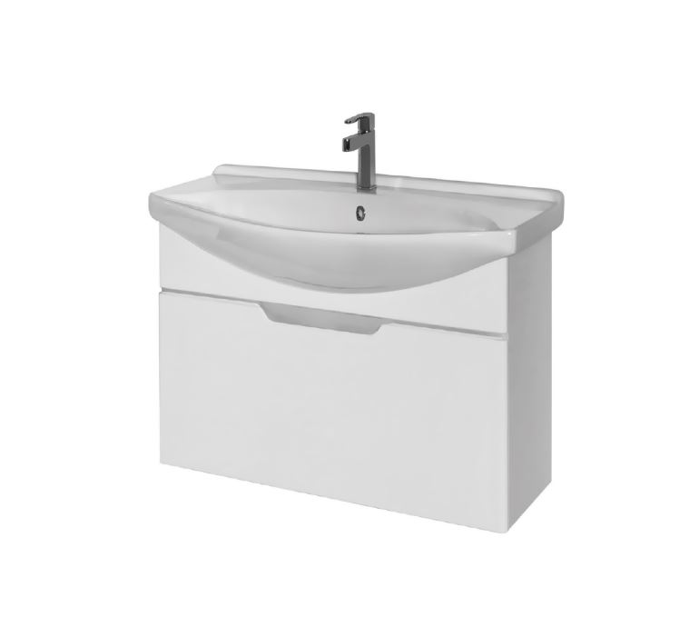 Тумба Dreja Laguna 75 подвесная + ум. Лагуна 75/Стиль 75 белый лак (1)