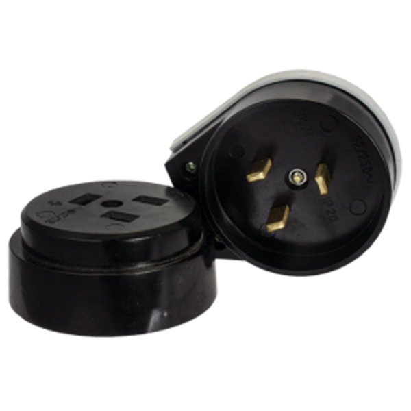 Разъем РШ-ВШ 32А 250В 2P+PE (ОУ) карболитовый черный  для плиты (72)