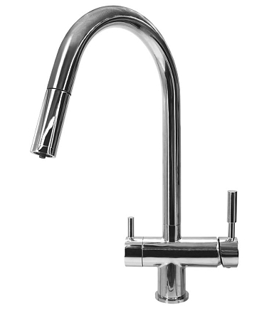 Смеситель для кухни с краном для питьевой воды Барьер SAFE FLEX -010RSS Хром  с выдвижным изливом