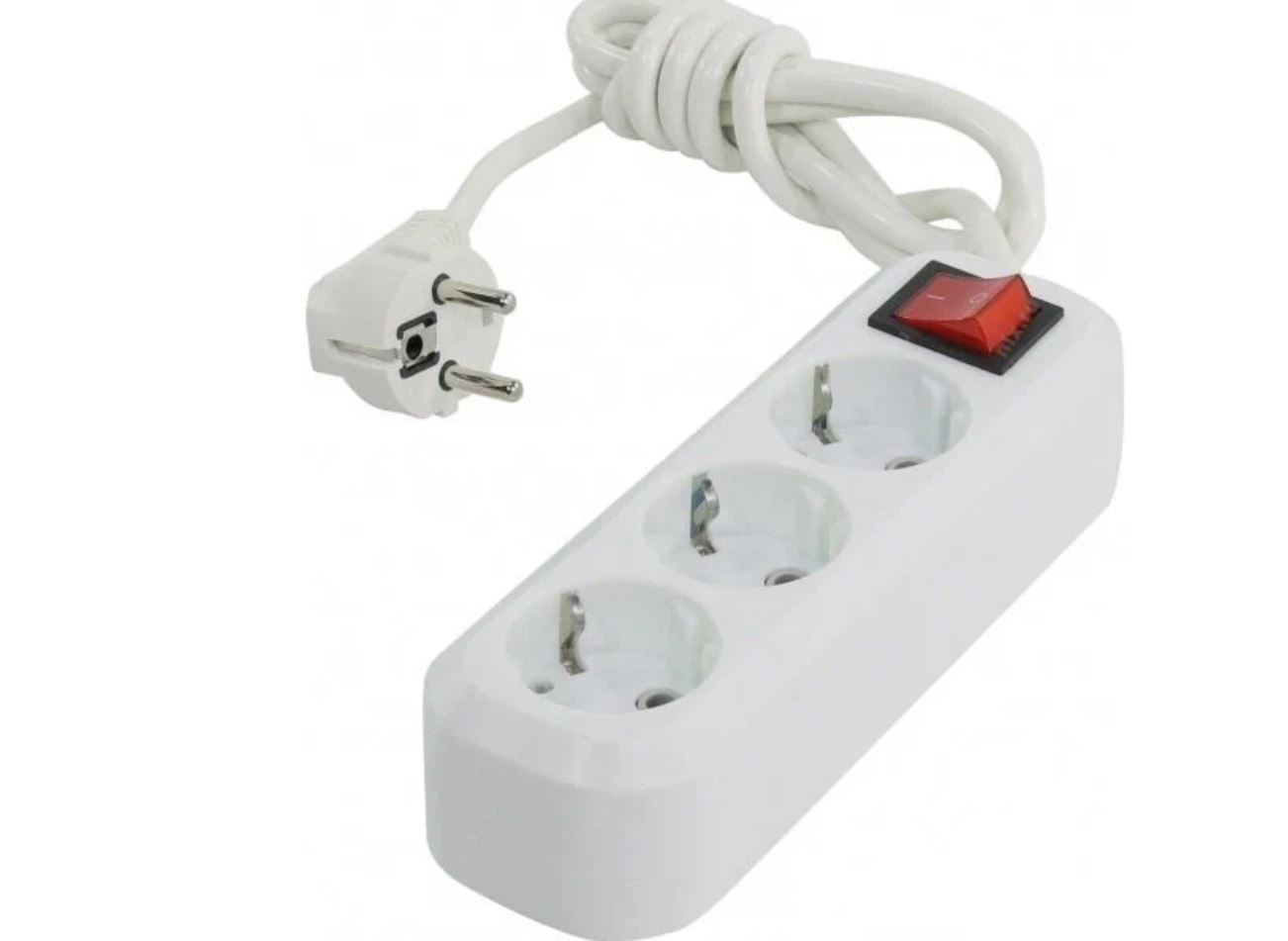 Удлинитель New, 3 гнезда 5 метров 16А/3,5кВт с заземлением ПВС 3х1,0 мм² (SBE-16-3-05m-Z)/32