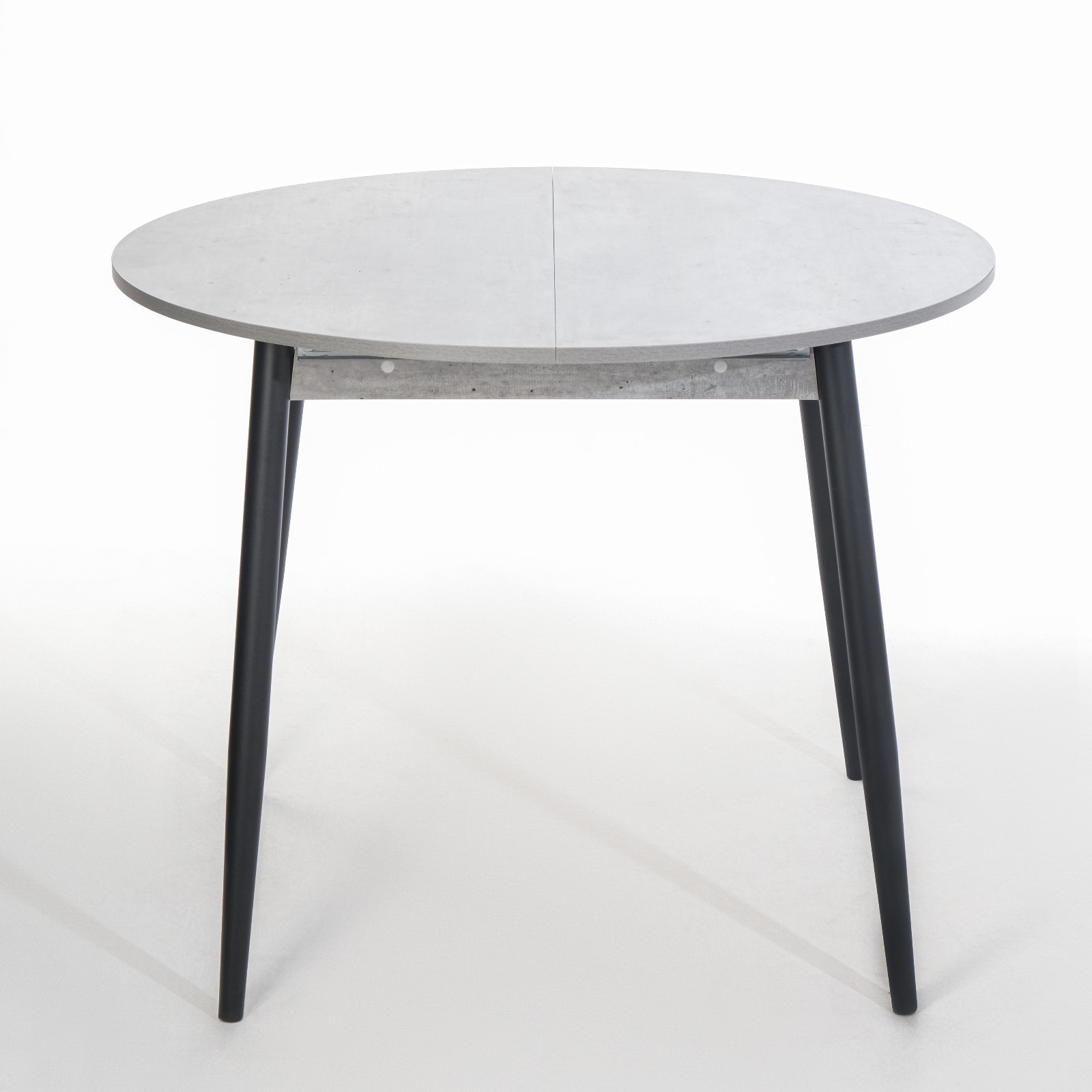 Стол КРУГЛЫЙ ОРИОН (раздвижной) D 950 мм ЛДСП Бетон пайн СВЕТЛЫЙ/ ноги металл ЧЕРНЫЙ