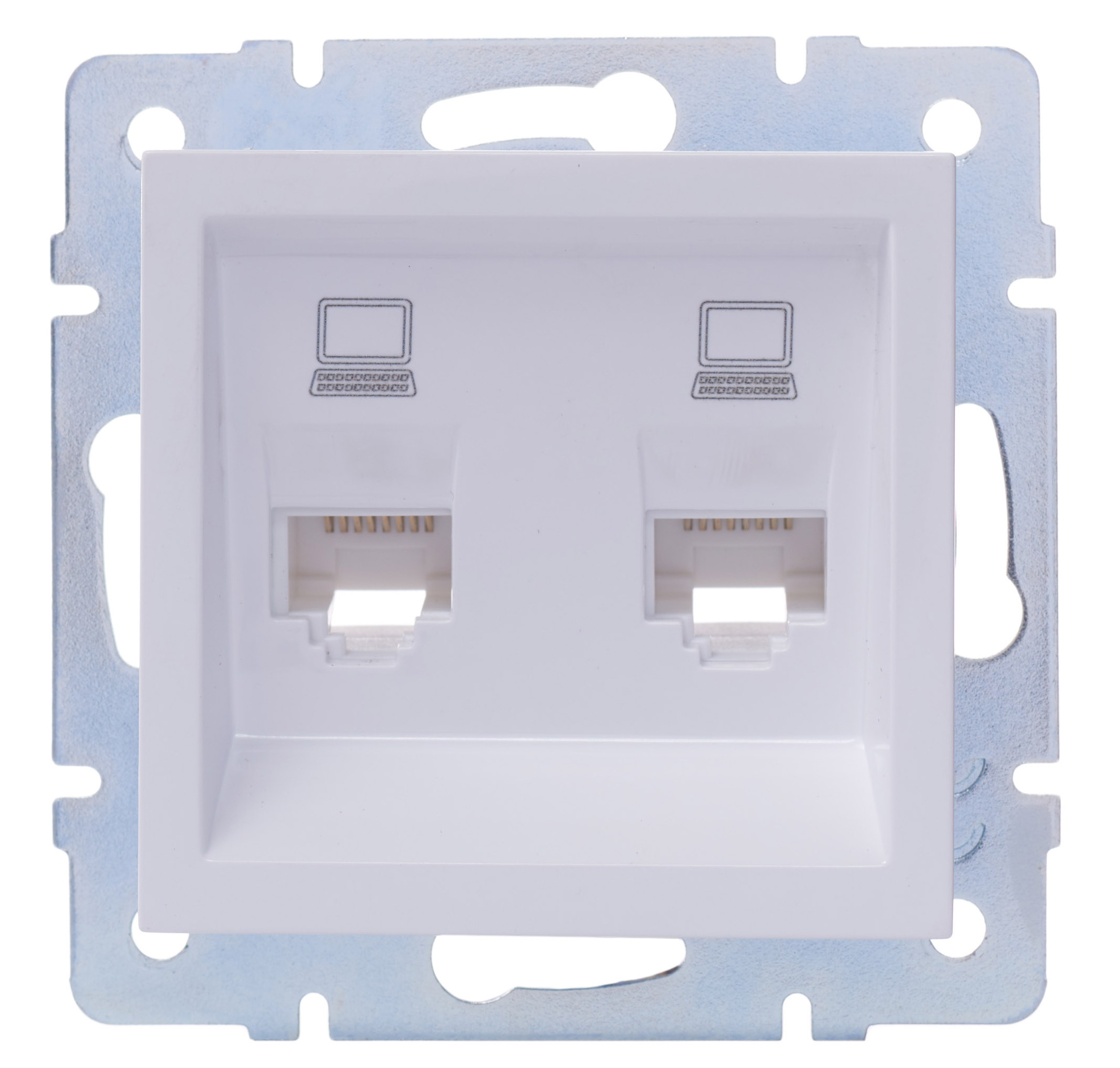 Матовое серебро розетка компьютерная двойная VESNA (10)