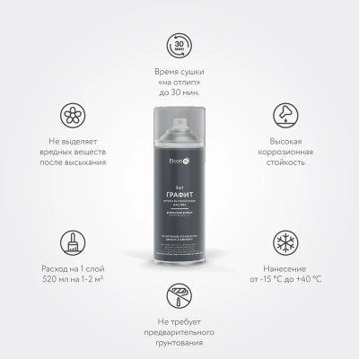 Грунт-эмаль по ржавчине Elcon 3 в 1 матовая графит 520 мл аэрозоль (12) купить в интернет магазине Вегос-М в Чите
