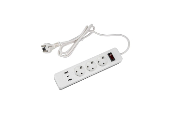 Сетевой фильтр серии Standard шнур 1,5м (Пвс 3х0,75), 3 гнезда, с/з, 2USB+1TYPE C, 10A, 2500Вт