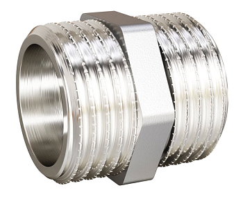 Ниппель прямой LD Pride (1") НР/НР латунь никель (36)