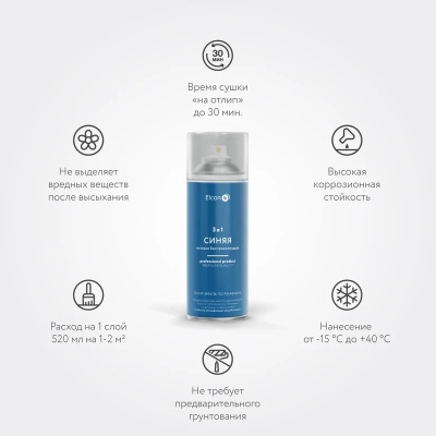Грунт эмаль по ржавчине Elcon 3 в 1 матовая синяя 520 мл аэрозоль (12) купить в интернет магазине Вегос-М в Чите