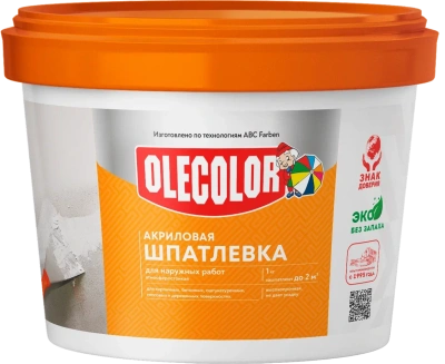 Шпатлевка акриловая для наружных работ 0,9кг Олеколор купить в интернет магазине Вегос-М в Чите